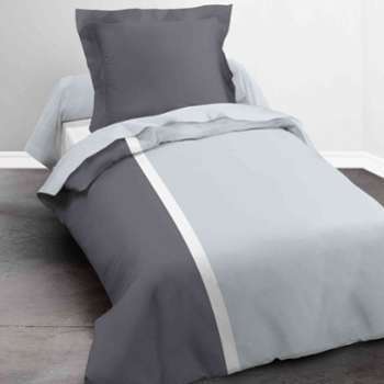 Parure de lit enfant Today bicolore gris 140x200 Parure de lit enfant Today