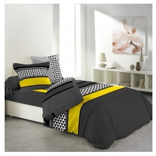 Parure de lit 4 pièces imprimée avec drap plat 2 p