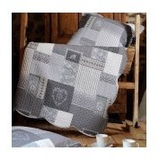 Couvre lit boutis et 2 taies volant Patchwork Coeu