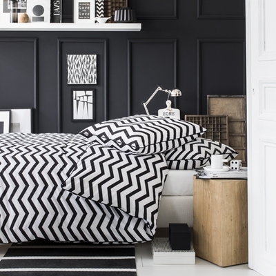 Housse de couette + 2 taies en coton Zig Zag - 220