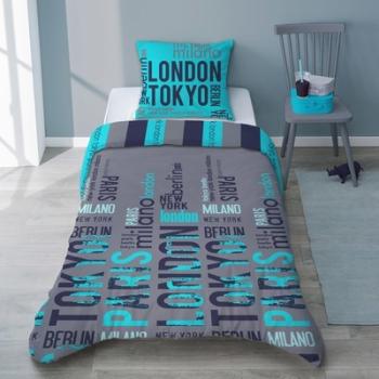 Parure de lit moderne New York city bleu Parure de lit moderne New