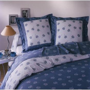 Parure drap plat en 100% coton - Cléo bleu 180x290