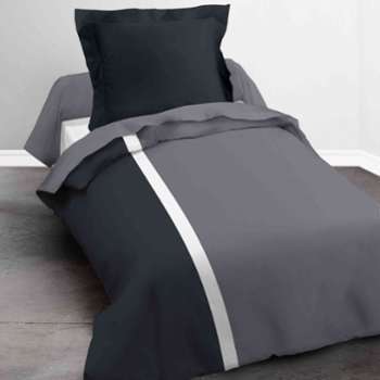 Parure de lit enfant Today bicolore noir 140x200 Parure de lit enfant Today