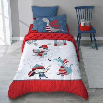 Parure housse de couette chevalier Dragono Parure housse de couette chevalier