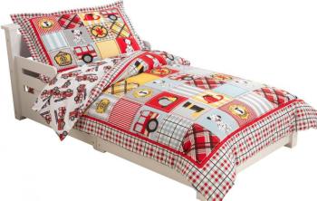 Couette + taie + drap + drap housse Pompier