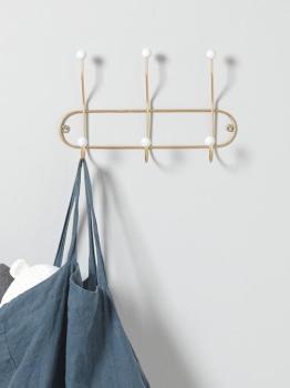 Porte-manteau mural doré avec boules blanches doré Porte-manteau mural doré avec