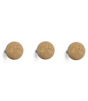 Patères Design Boule en Liège Corky - Set de 3