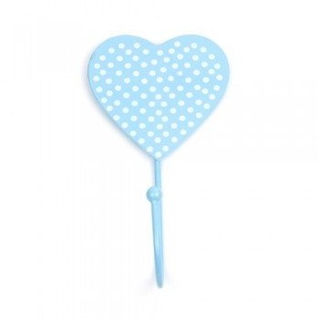 Patère murale Coeur à pois blancs - Couleur - Bleu