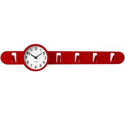 Porte manteau mural rouge avec Horloge