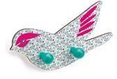 Patère bois deux accroches forme oiseau motif fleur Patère bois deux accroches