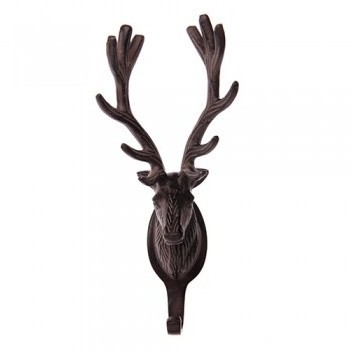 Patère murale Tête de Cerf grands bois - 2 crochet