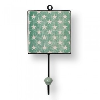 Patère murale carrée Etoiles - Couleur - Vert