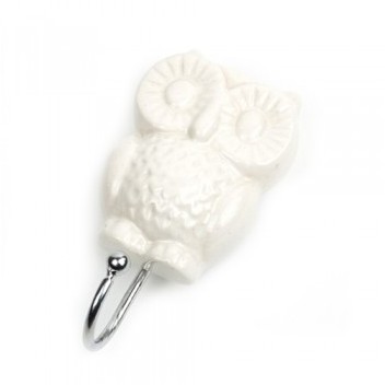 Patère murale forme Hibou en porcelaine - 1 croche
