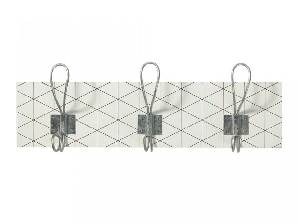 Patère en bois MDF et métal motif scandinave 40x5.