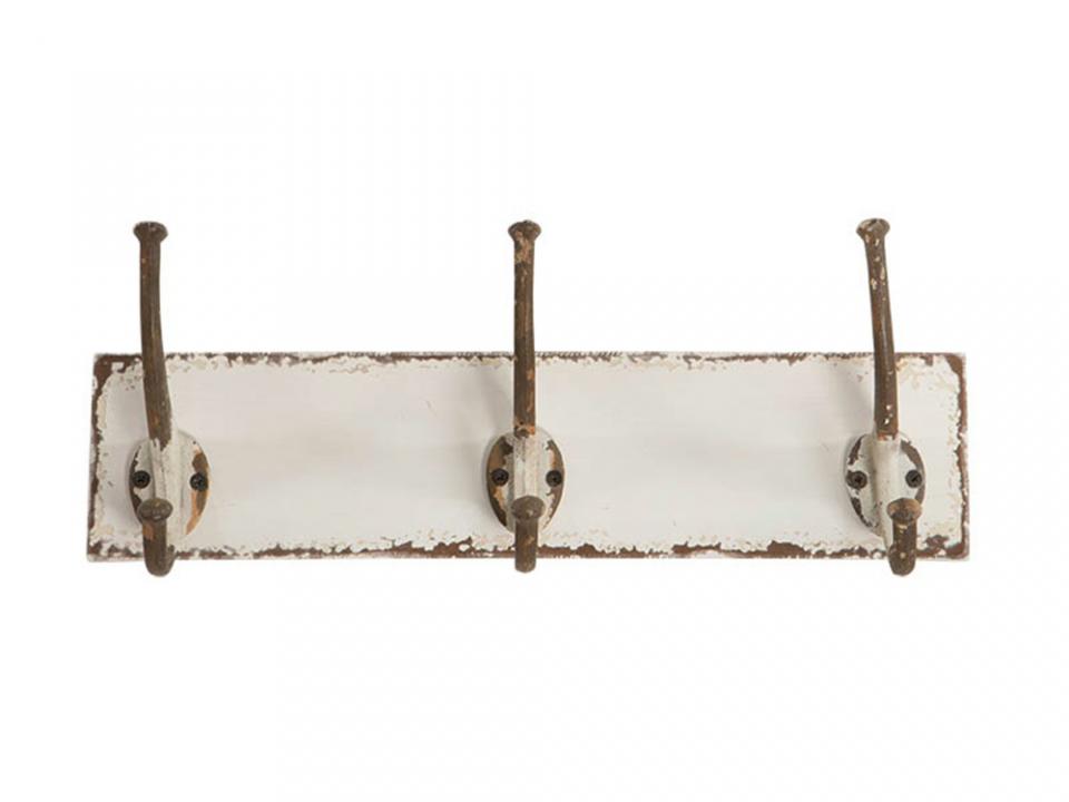 Patère murale en bois et métal 3 accroches HORIZON