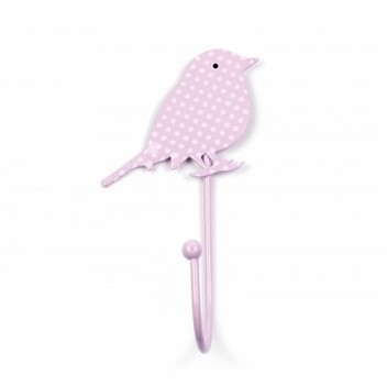 Patère murale forme Oiseau à pois - Couleur - Rose