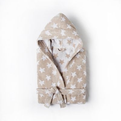 Peignoir enfant à capuche STARS 100% coton. - La R