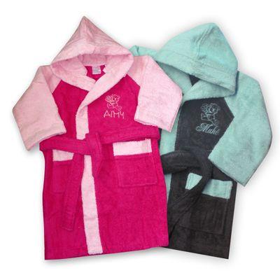 Peignoir bébé et enfant bicolore brodé