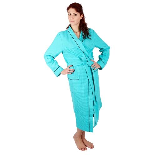 Peignoir femme nid dabeille bleu turquoise grande