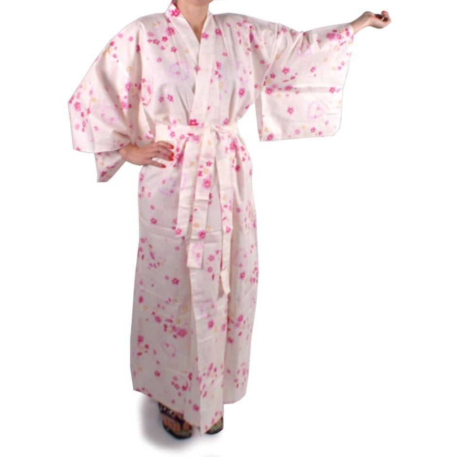 Kimono japonais blanc en coton pour femme KOMONICH