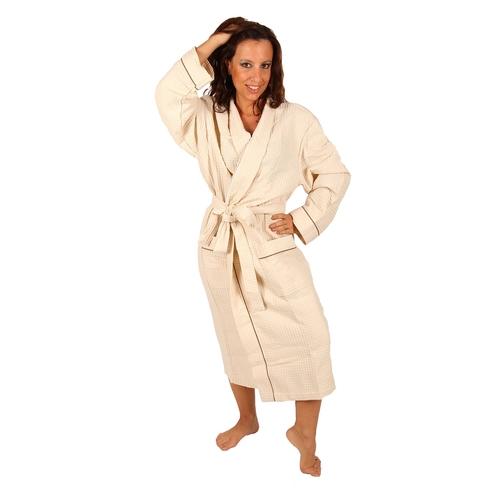 Peignoir femme nid dabeille beige