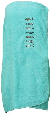 Paréo de bain Eponge Brodée OCEANIABleu Turquoise
