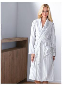 Le peignoir en pur coton col châle poches Cawö couleur Le peignoir en pur coton col