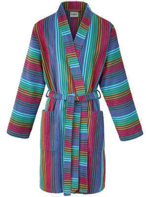 Le peignoir en pur coton coupe kimono Cawö multicolore Le peignoir en pur coton coupe