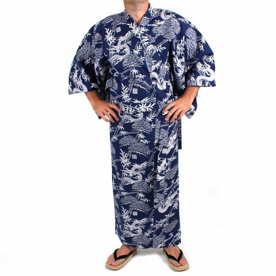 Yukata en coton japonais pour homme Dragon