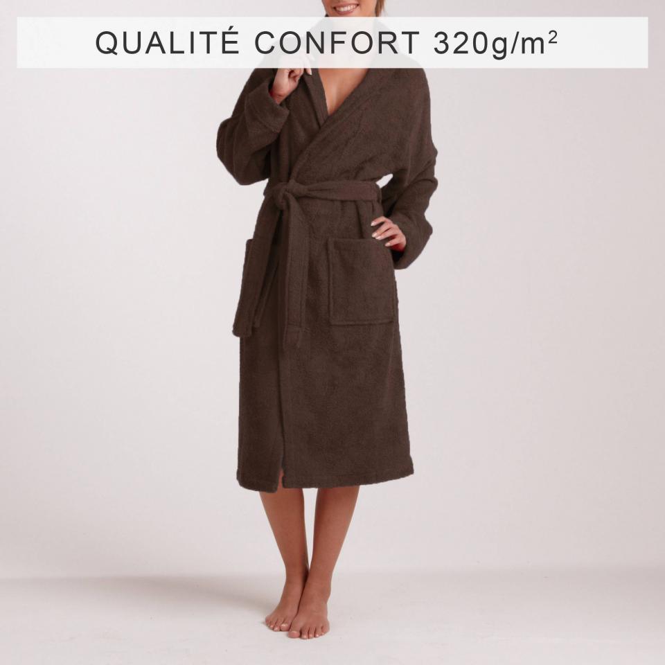 Peignoir Bouclette Col Châle Coton Qualité Confort