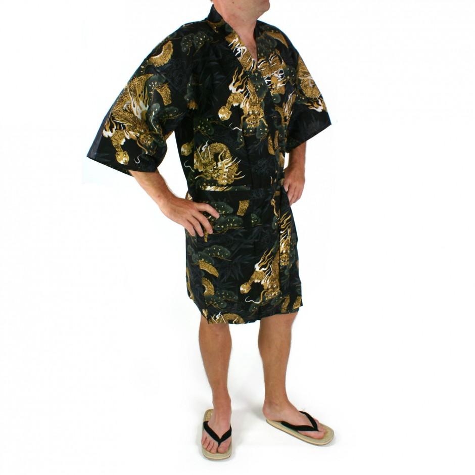 Happi kimono japonais bleu foncé en coton pour hom