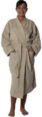 Peignoir col kimono en Coton couleur Ficelle Taill