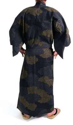 Kimono yukata traditionnel japonais noir en coton