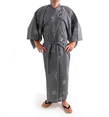 Kimono yukata traditionnel japonais blanc en coton