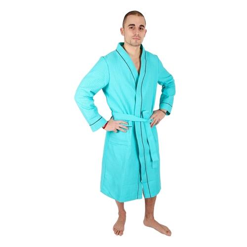 Peignoir homme nid dabeille bleu turquoise grande