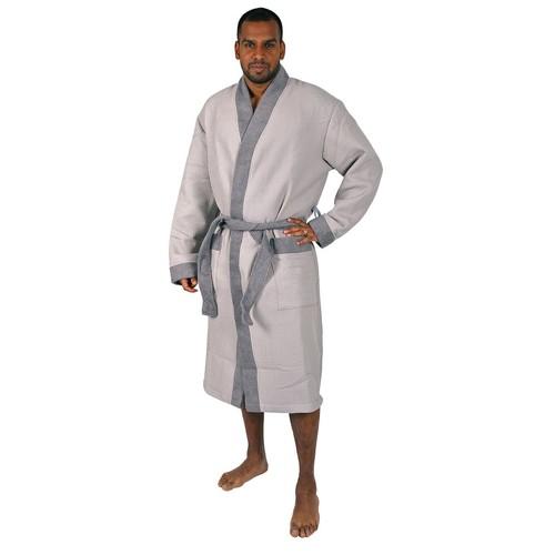 Peignoir homme éponge CLARA gris grandes tailles