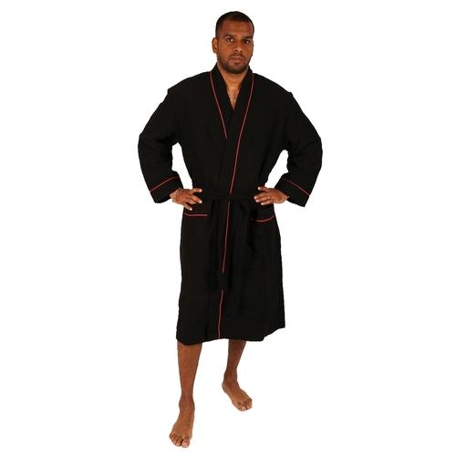 Peignoir Noir pour Homme nid dabeille