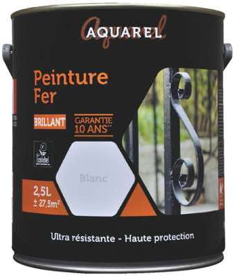 Peinture fer brillant Aquarel - 2,5 l - Noir