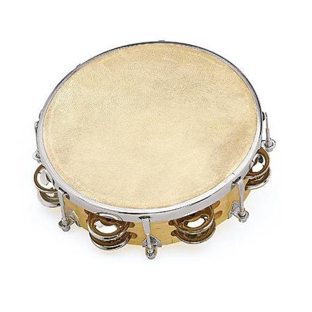 FUZEAU TAMBOURIN 20 CM PEAU NATURELLE + CYMBALETTE