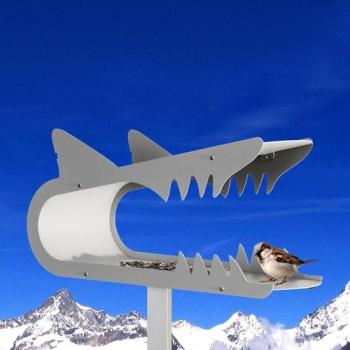 Radius Piep Show Vogelhaus - requin argent LxPxH 52x20x22cm Radius Piep Show Vogelhaus