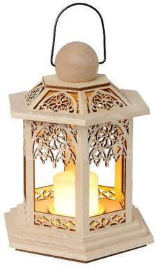 Lanterne en bois avec bougie LED effet scintillant Lanterne en bois avec bougie