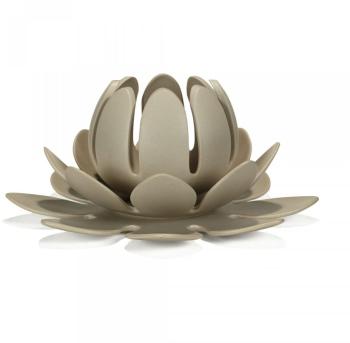 Photophore en grès taupe forme nénuphar D30cm Photophore en grès taupe forme