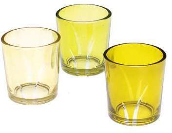 Pomax - 3 photophores Eglantine safran - D 9xH 17 cm Pomax - 3 photophores Eglantine