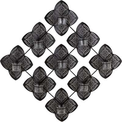 Photophore mural en métal 72x72cm Noir