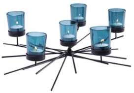 Photophore design 6 bougies sur pied noir Mikado 40 Photophore design 6 bougies