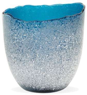 Photophore en verre bleu h17cm Photophore en verre bleu h17cm