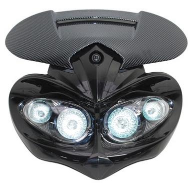 Tête de fourche phare universel manga carbone pour