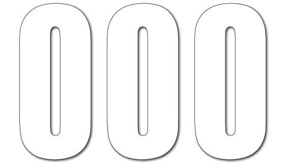 NUMERO DE COURSE 0 BLANC 130X75mm LOT DE 3
