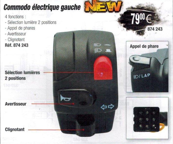 COMMODO ELECTRIQUE GAUCHE DOMINO POUR MOTO