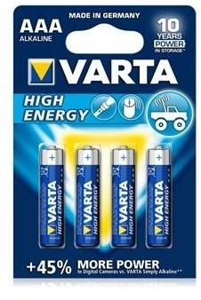 4 PILES AAA LR03 VARTA ALCALINE 1.5V